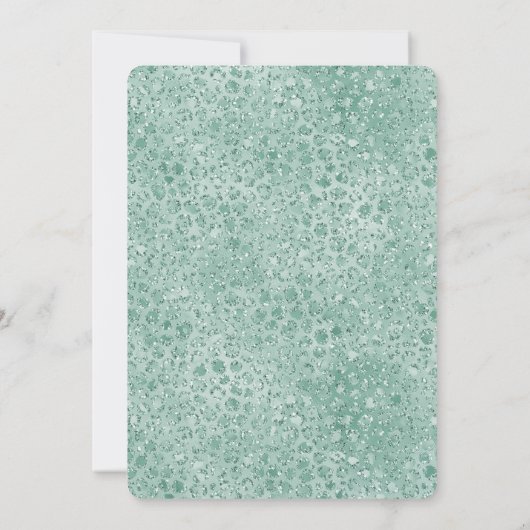 Girl Silver Mint Glitzer Glitz Leopard Einladung (Rückseite)