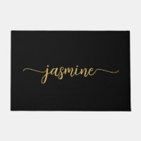 Girl Simple Black Gold Monogram Name Script