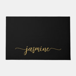 Girl Simple Black Gold Personalisiert Monogram Nam Fußmatte