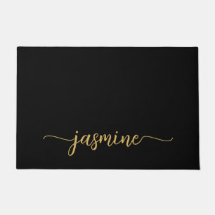 Girl Simple Black Gold Personalisiert Monogram Nam Fußmatte