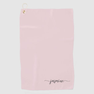 Girl Simple Blush Pink Monogram Name Script Golf Golfhandtuch