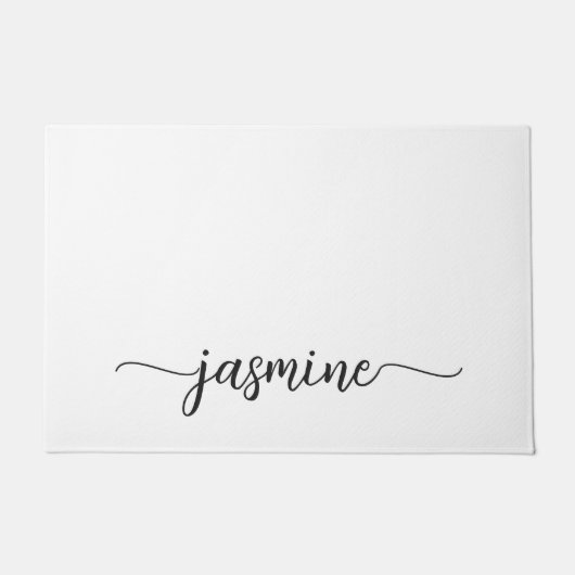 Girl Simple White Custom Monogram Name Script Fußmatte (Vorderseite)