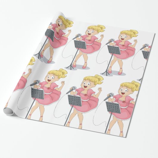Girl Singing Geschenkpapier (Ungerollt)