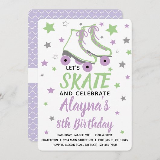 Girl Skate Birthday Party Einladung (Vorne/Hinten)