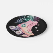 Girl Skate Party Black Neon Geburtstag Pappteller (Schrägansicht)