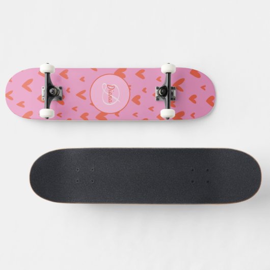 Girl Skateboard Monogramm und Name (Horizontal)