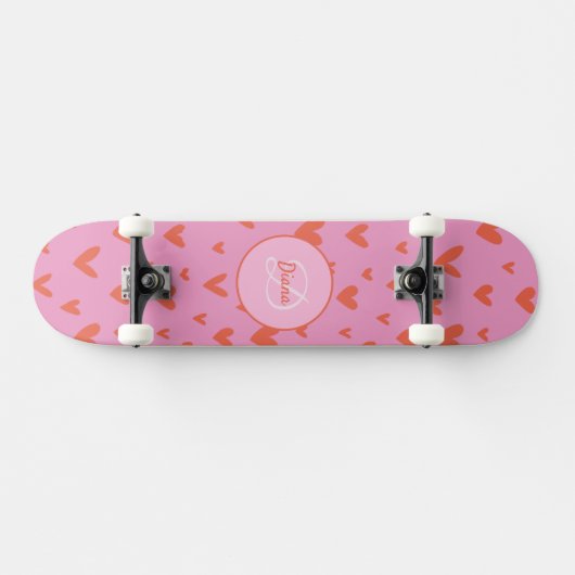 Girl Skateboard Monogramm und Name (Horizontal)