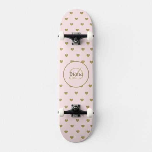 Girl Skateboard Monogramm und Name (Vorderseite)
