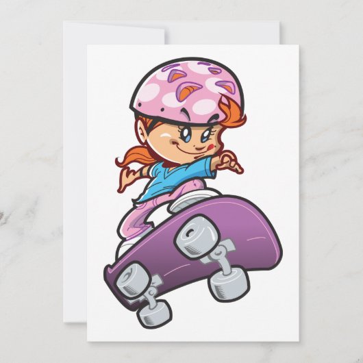 Girl Skateboarder Einladung (Vorderseite)