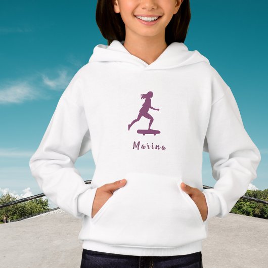 Girl-Skater Pink-Individuelle Name Personalisiert Hoodie