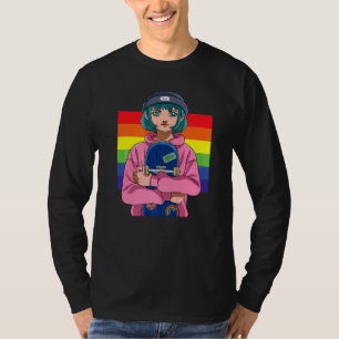 Girl Skater Skateboarding Skate Rainbow Skate Rat T-Shirt