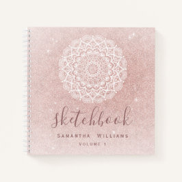 Girl Sketchbook Your Name Rose Gold Pink Glitzer Notizblock