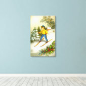 Girl-Ski-Fest Vintag Leinwanddruck (Insitu (Holzboden))