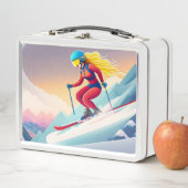 Girl Skiing Metal Lunchbox (Beispiel)