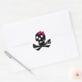 Girl Skull mit rosa Bow Runder Aufkleber (Umschlag)