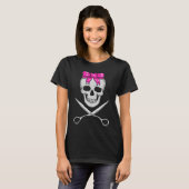 Girl Skull & Shears mit Pink Bow Fun T-Shirt (Vorne ganz)