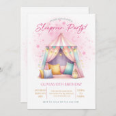  Girl Sleepover birthday party Einladung (Vorne/Hinten)