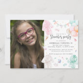 Girl Sleepover Slumber Foto Geburtstagsparty Einladung (Vorderseite)