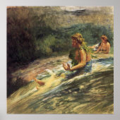 'Girl Sliding Down Water Fall' - LaFarge Print Poster (Vorne)