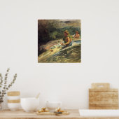 'Girl Sliding Down Water Fall' - LaFarge Print Poster (Küche)