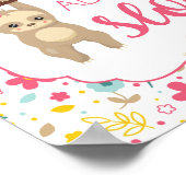 Girl Sloth Birthday Party Adoptiere ein Sloth Sign Poster (Ecke)