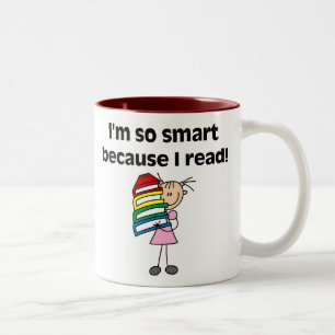 Girl Smart weil ich lese Zweifarbige Tasse