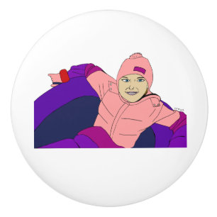 Girl Snow Tubing Keramikknauf