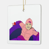 Girl Snow Tubing Keramikornament (Links)