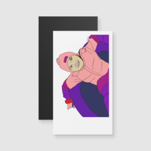 Girl Snow Tubing Magnetkarte