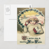 Girl Snowball Snow Holly Wreath Postkarte (Vorne/Hinten)