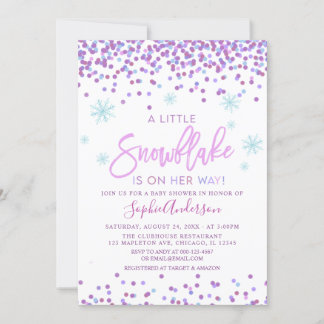 Girl Snowflake Winter Baby Dusche Einladung