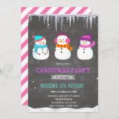 Girl Snowman Einladung zum Geburtstag (Vorne/Hinten)