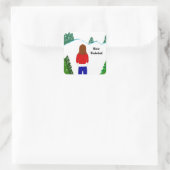 Girl Snowy Winter Wonderland Quadratischer Aufkleber (Tasche)