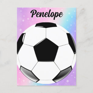 Girl Soccer Ball Pastel Stars Personalisierter Nam Postkarte