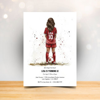 Girl Soccer Football Birthday Invitation Einladung