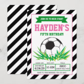 Girl Soccer Geburtstagsparty Einladung (Vorne/Hinten)