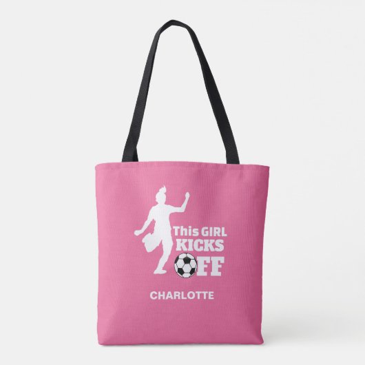 Girl Soccer Player Personalisiert Grafik Tasche (Rückseite)