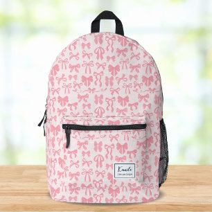 Girl Soft Pink Coquette Bow mit Namen Bedruckter Rucksack