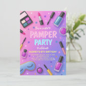 Girl Spa Pamper Party Birthday Invitation Einladung (Stehend Vorderseite)