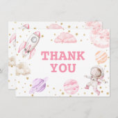 Girl Space Birthday Dankeskarte (Vorne/Hinten)