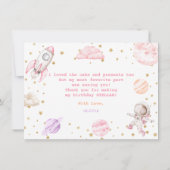 Girl Space Birthday Dankeskarte (Rückseite)