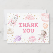 Girl Space Birthday Dankeskarte (Vorderseite)