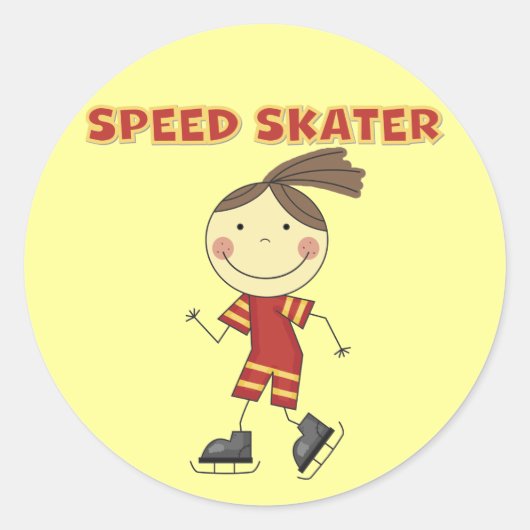 Girl Speed Skater Tshirts und Geschenke Runder Aufkleber (Vorderseite)