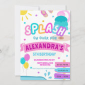 Girl Splash Pad Party Wasserpark Pink Geburtstag Einladung (Vorderseite)