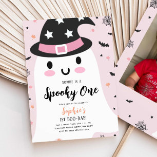Girl Spooky One Hallowen Ghost Pink 1. Geburtstag Einladung