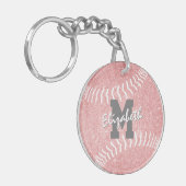Girl Sport rosa mit Monogramm Softball-Tasche Anhä Schlüsselanhänger (Vorderseite links)