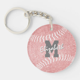 Girl Sport rosa mit Monogramm Softball-Tasche Anhä Schlüsselanhänger