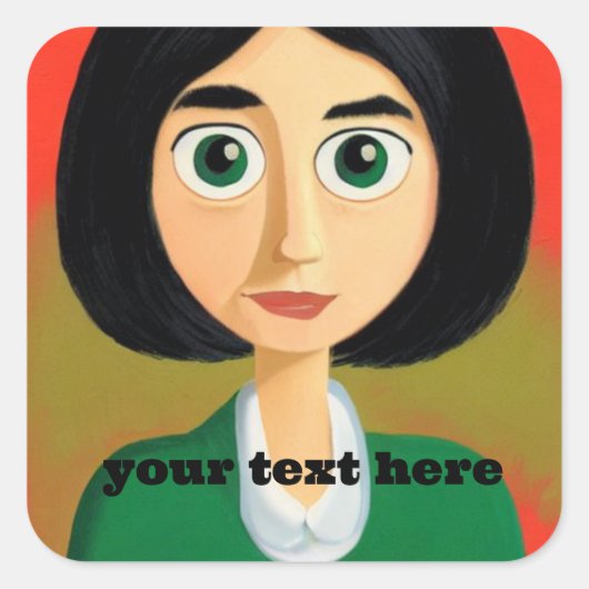 Girl Square Sticker (Vorderseite)