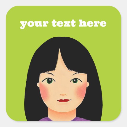 Girl Square Sticker (Vorderseite)