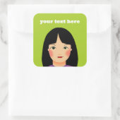 Girl Square Sticker (Tasche)